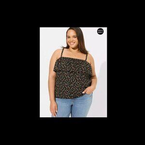 Torrid Black Floral Tank Top